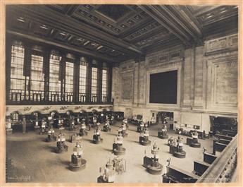 (NEW YORK CITY.) Irving Underhill, photographer. Pair of large-format photographs of Wall Street and the New York Stock Exchange.